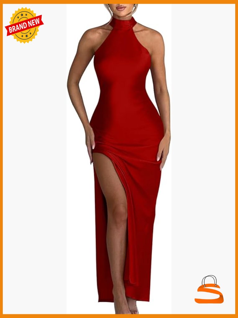 Sexy High Split Backless Sleeveless Bodycon Maxi Dress Party Wedding Guest